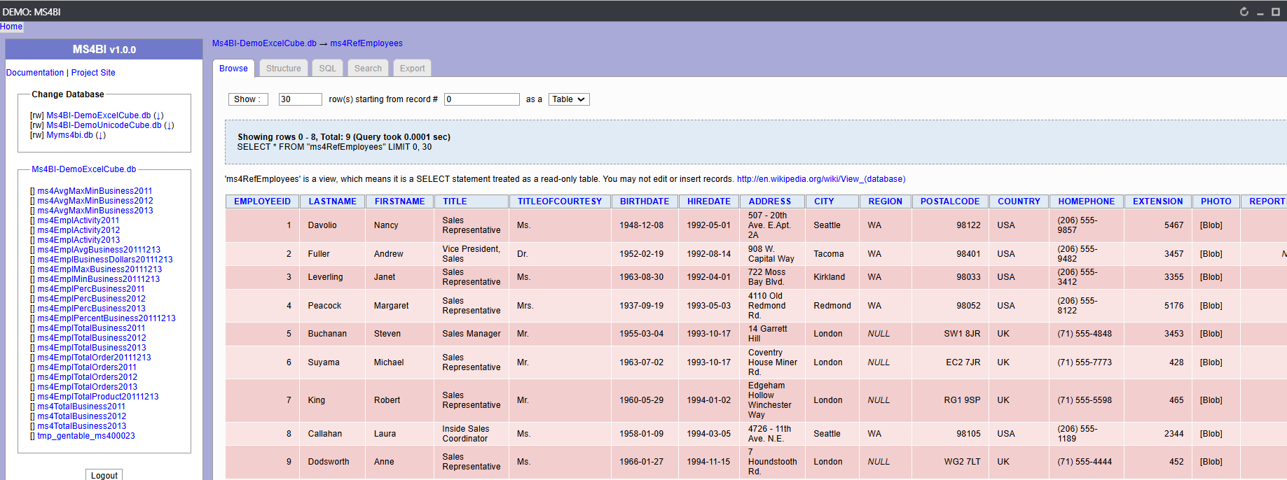 MS4BI database 2