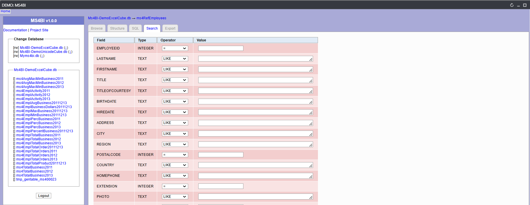 MS4BI database 5