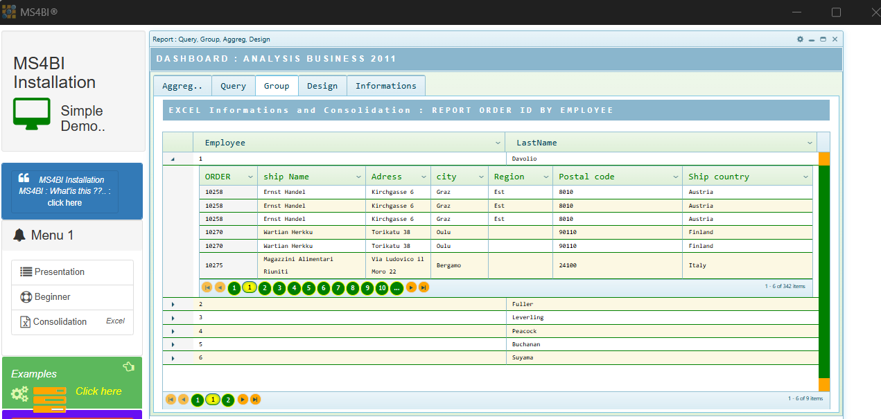 MS4BI Menu Dashboard